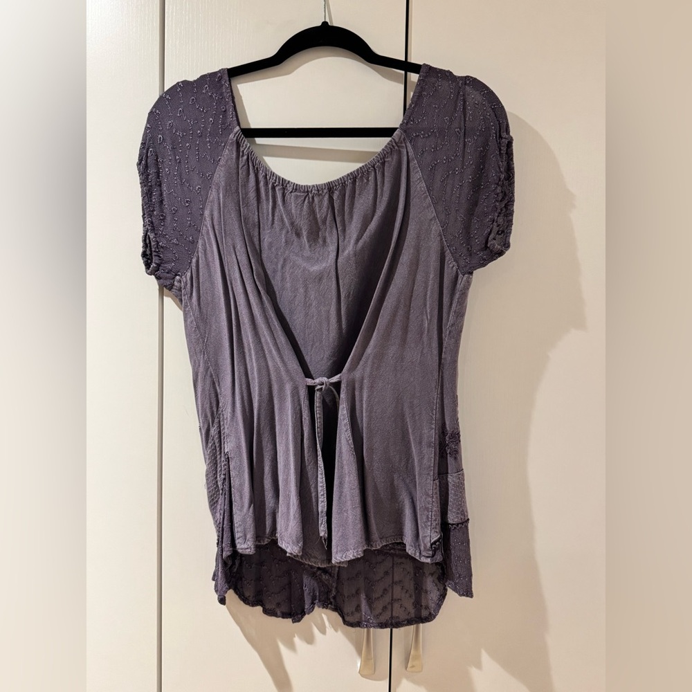 Bohemian Embroidered Scoop Neck Top in Dusty Lavender - Picture 8 of 10